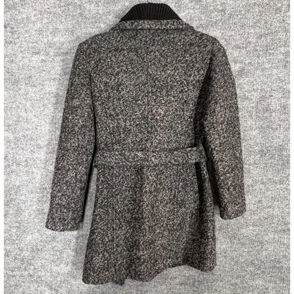 Coldwater Creek Coat Womens Medium Gray Wool Blend Belted Jacket Knit Collar - Picture 4 of 10